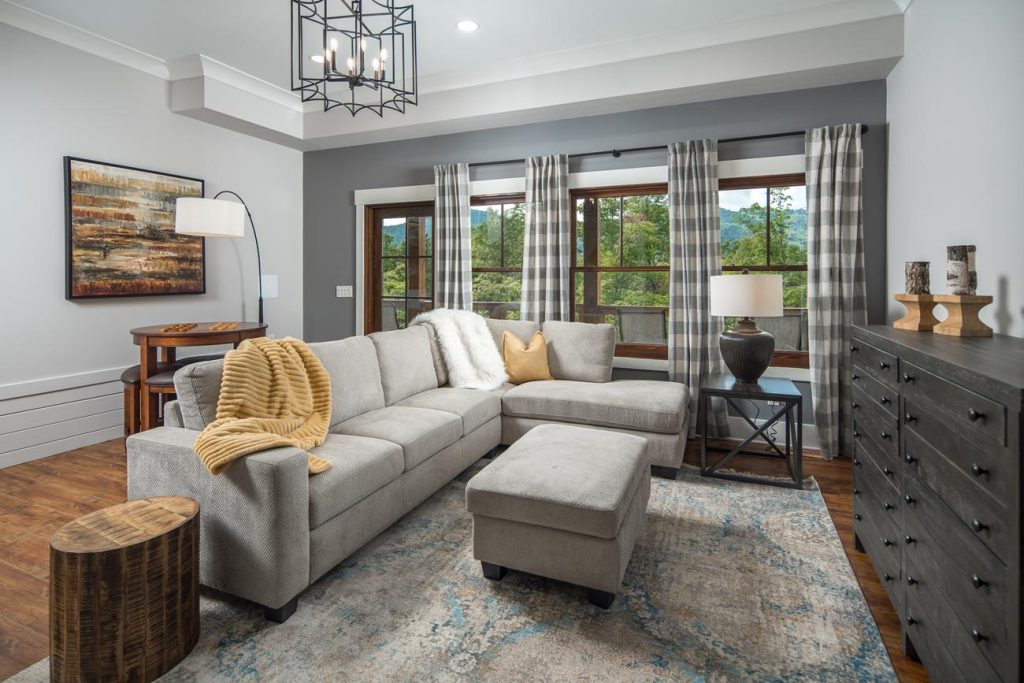 family room in luxury mountain home