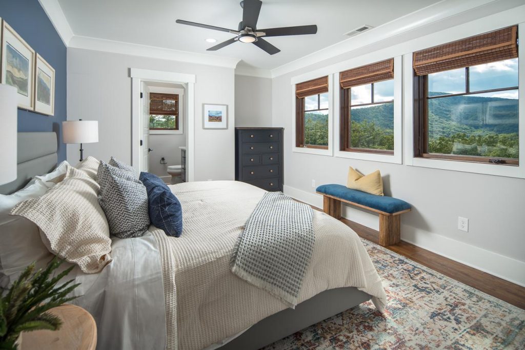 mountain home bedroom built with view